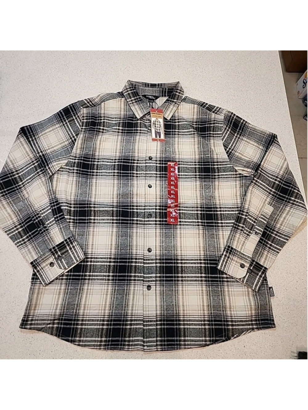 Eddie bauer mens NWT flannel shirt xl Plaid Black Tan Work Brown